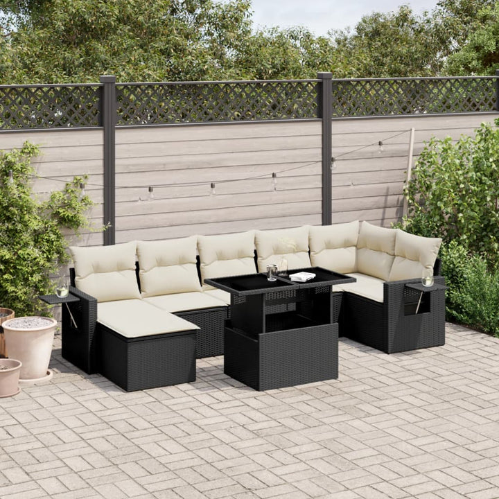 sofasæt til haven 8 dele med hynder polyrattan sort