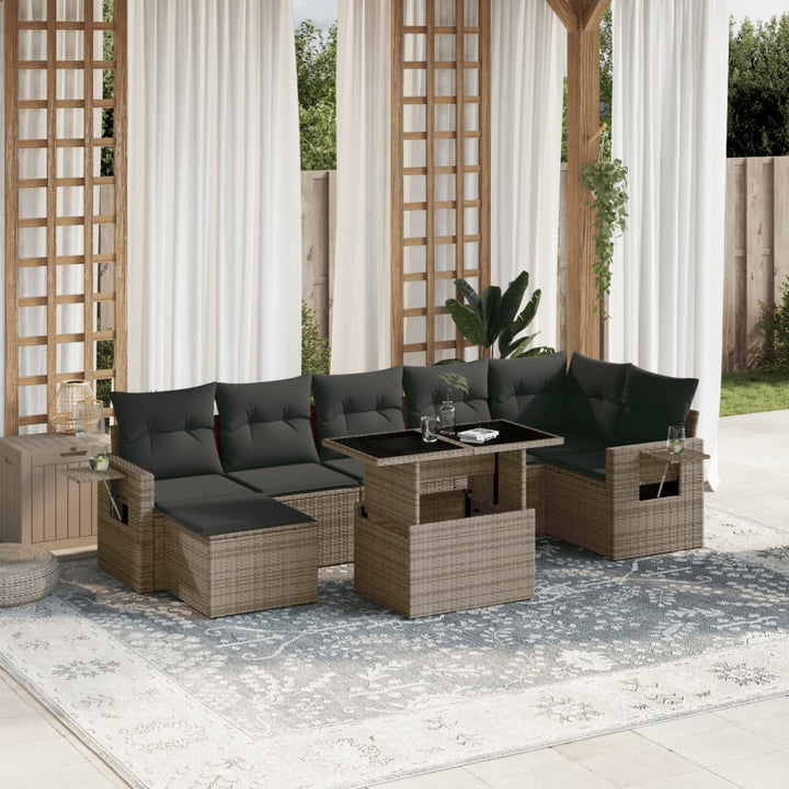 sofasæt til haven 8 dele med hynder polyrattan grå