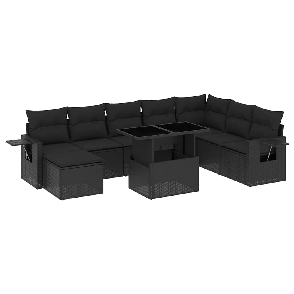 sofasæt til haven 8 dele med hynder polyrattan sort