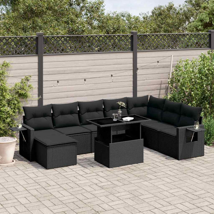 sofasæt til haven 8 dele med hynder polyrattan sort