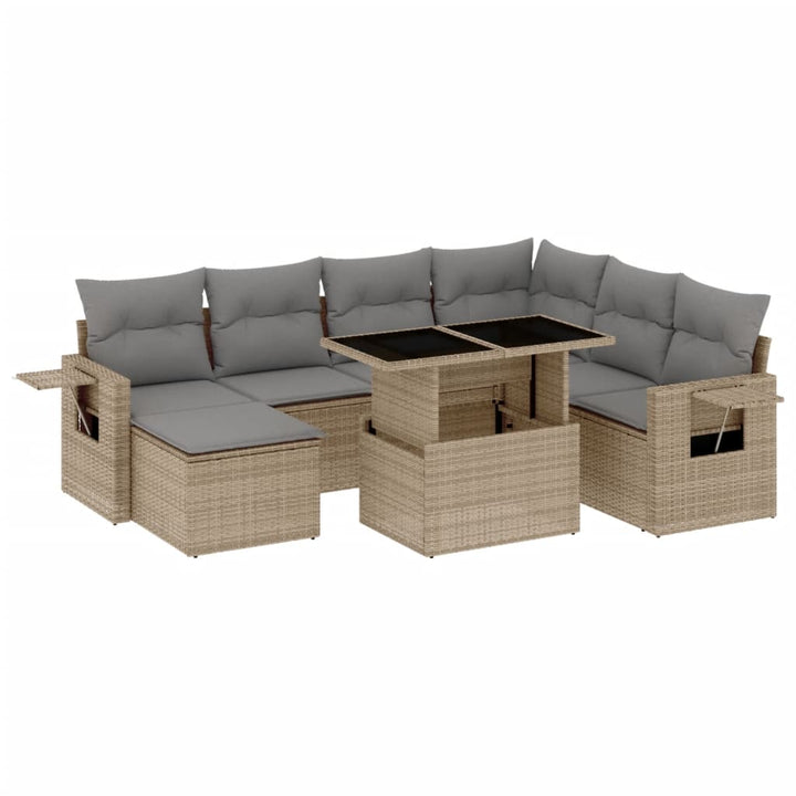 sofasæt til haven 8 dele med hynder polyrattan beige