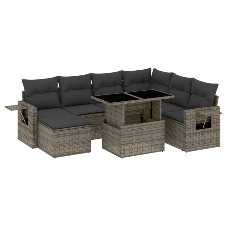 sofasæt til haven 8 dele med hynder polyrattan grå