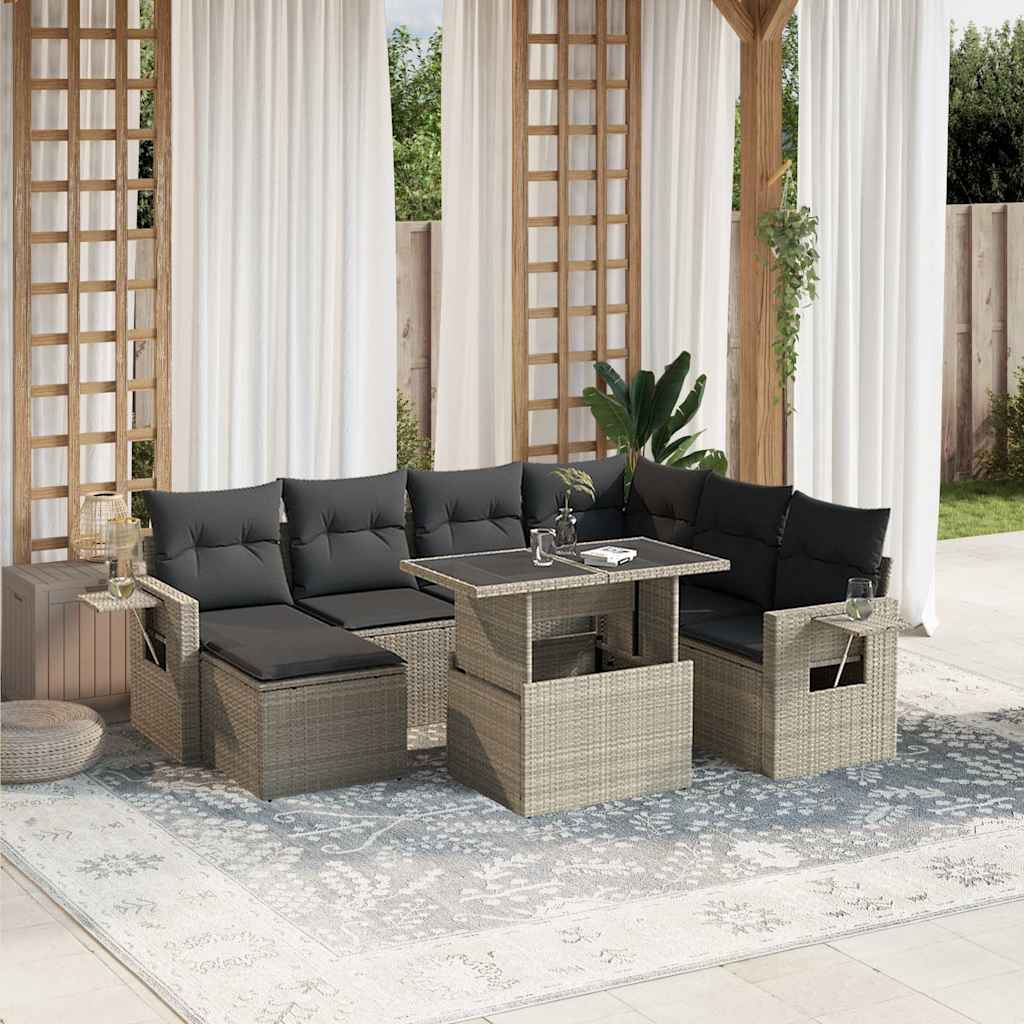 sofasæt til haven 8 dele med hynder polyrattan lysegrå