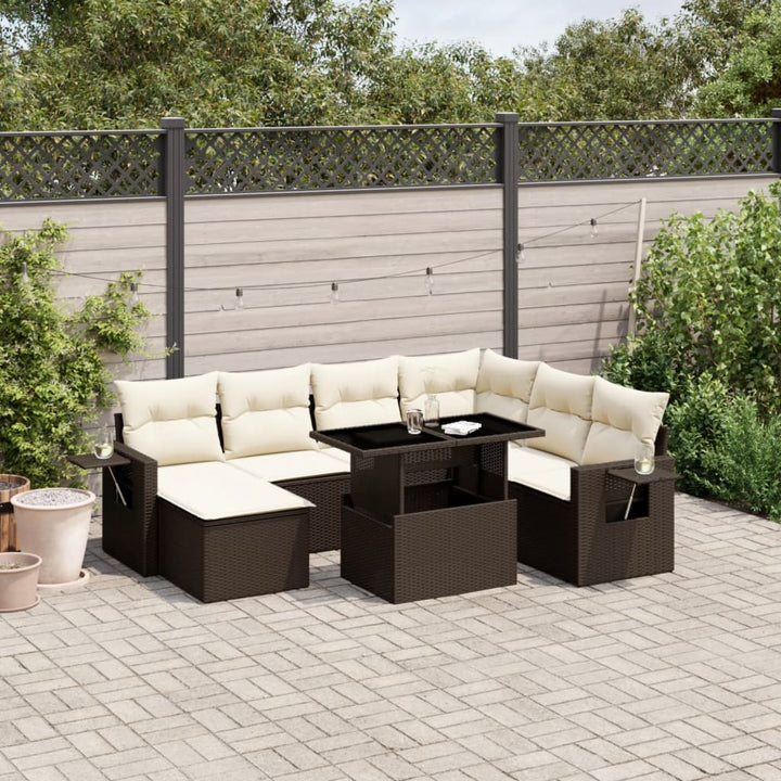 sofasæt til haven 8 dele med hynder polyrattan brun