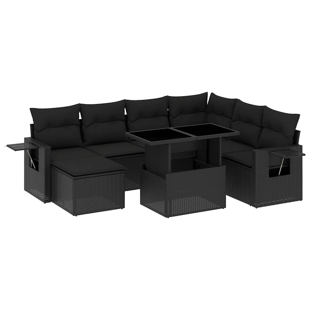 sofasæt til haven 9 dele med hynder polyrattan sort