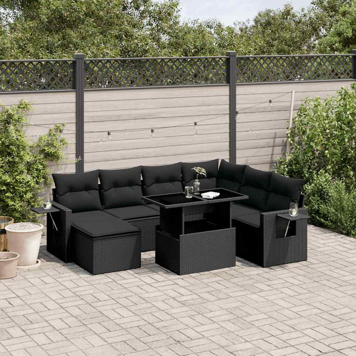 sofasæt til haven 9 dele med hynder polyrattan sort