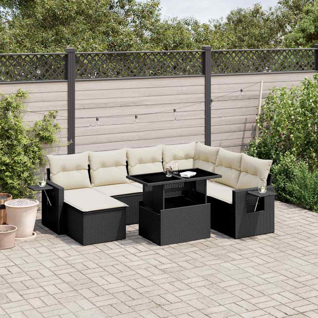 sofasæt til haven 9 dele med hynder polyrattan sort
