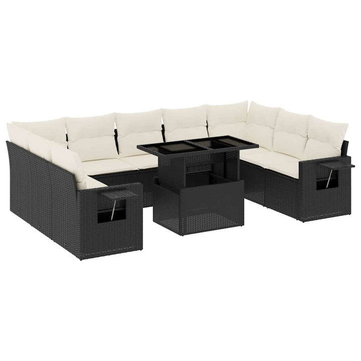 sofasæt til haven 10 dele med hynder polyrattan sort