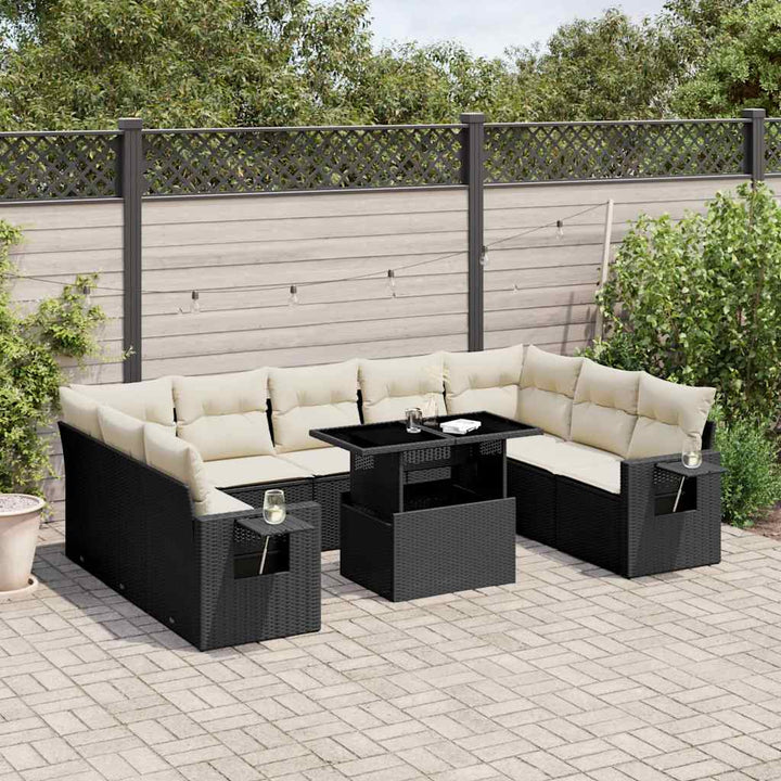 sofasæt til haven 10 dele med hynder polyrattan sort