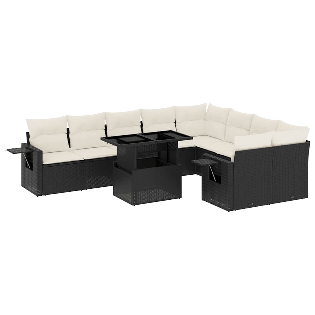 sofasæt til haven 10 dele med hynder polyrattan sort