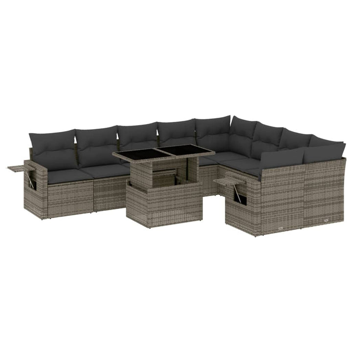 sofasæt til haven 10 dele med hynder polyrattan grå