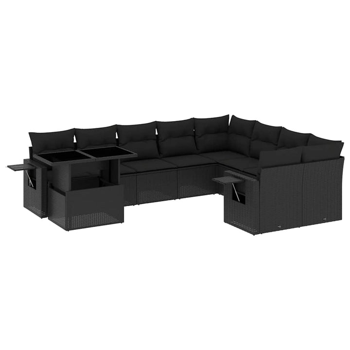 sofasæt til haven 10 dele med hynder polyrattan sort