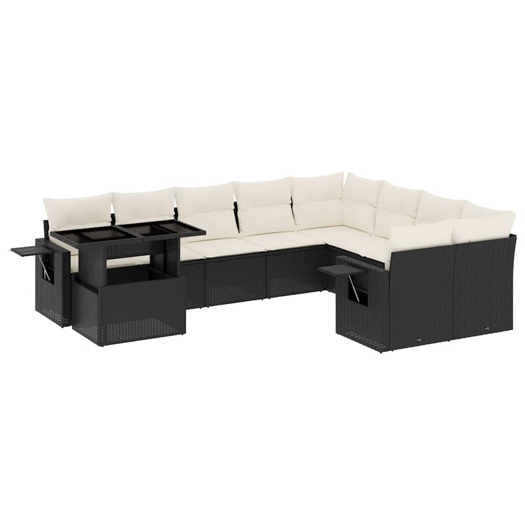sofasæt til haven 10 dele med hynder polyrattan sort