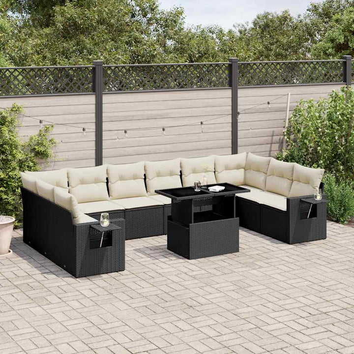 sofasæt til haven 11 dele med hynder polyrattan sort