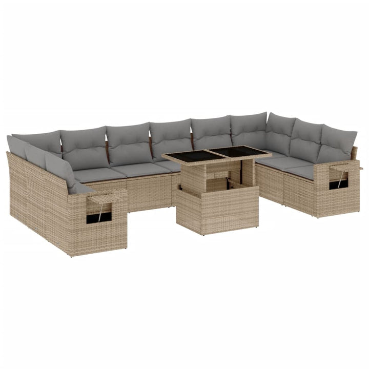 sofasæt til haven 11 dele med hynder polyrattan beige