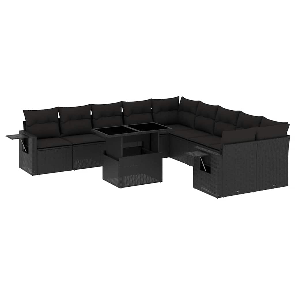 sofasæt til haven 11 dele med hynder polyrattan sort