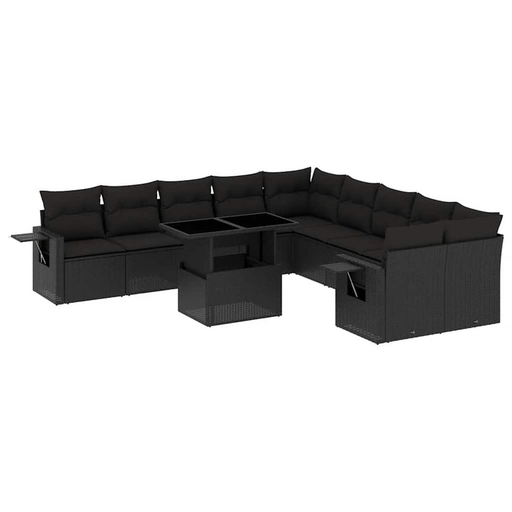 sofasæt til haven 11 dele med hynder polyrattan sort