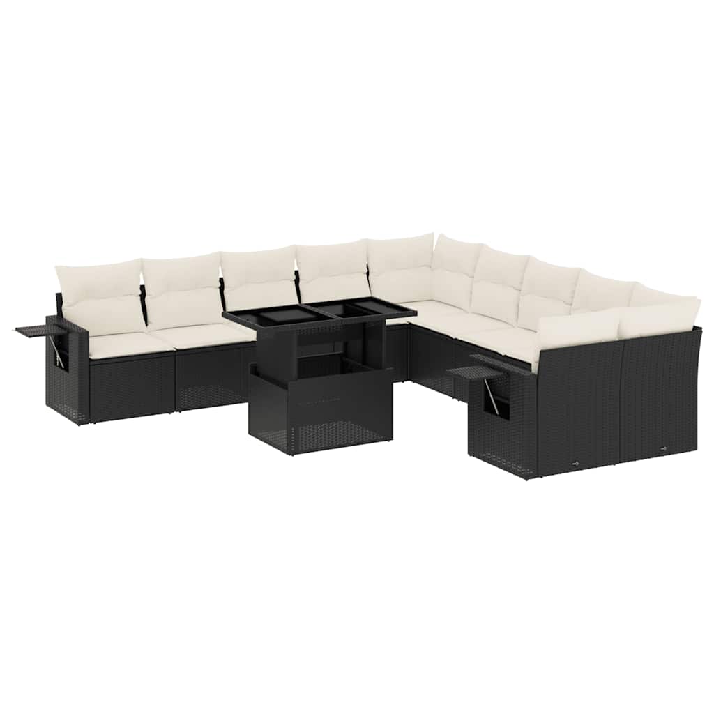 sofasæt til haven 11 dele med hynder polyrattan sort