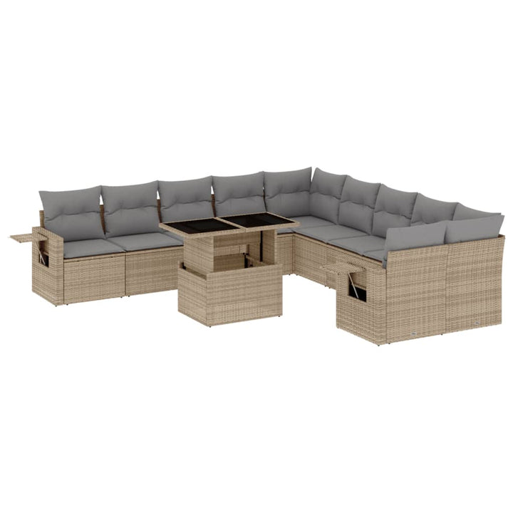 sofasæt til haven 11 dele med hynder polyrattan beige