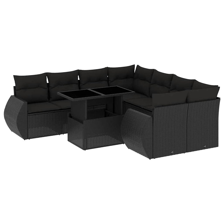 sofasæt til haven 9 dele med hynder polyrattan sort