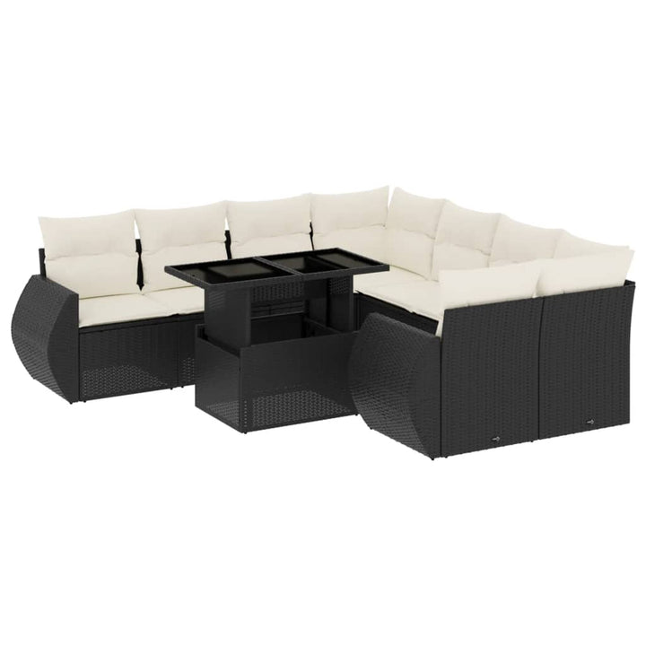 sofasæt til haven 9 dele med hynder polyrattan sort