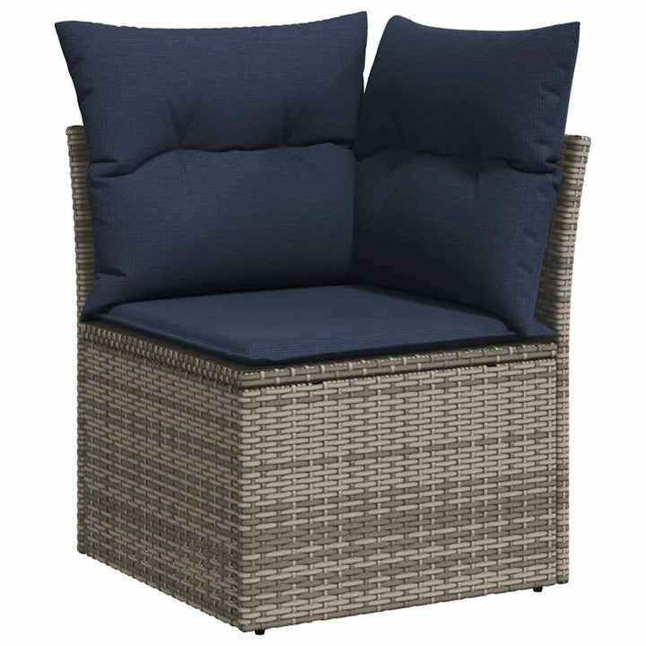 havesofasæt med 9 dele og hynder grå polyrattan