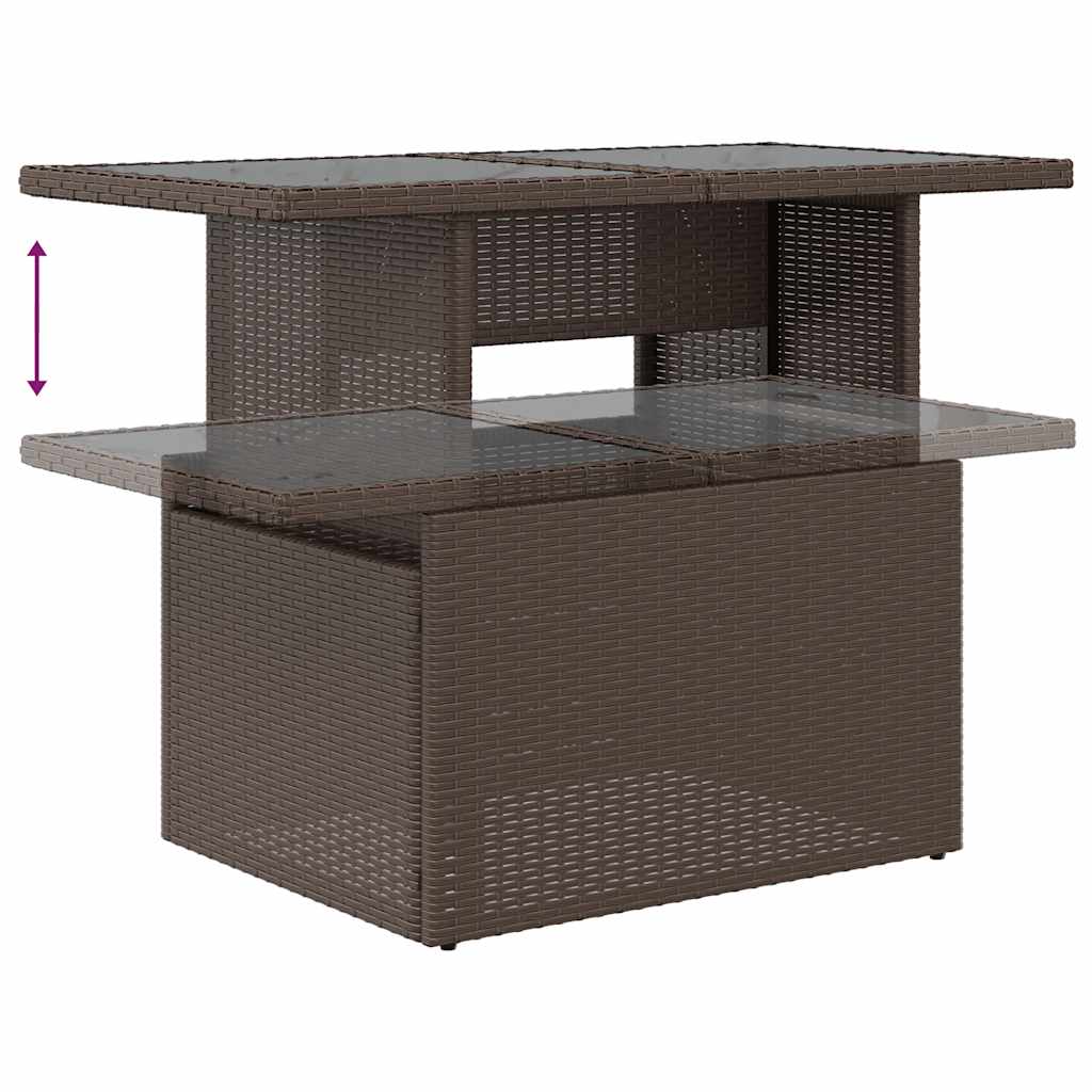 havesofasæt med 7 hynder brun polyrattan