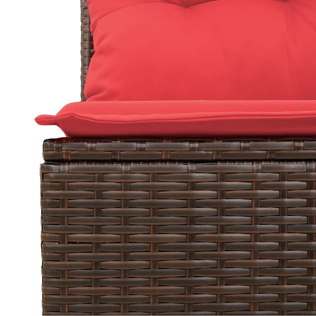 havesofasæt med 7 hynder brun polyrattan
