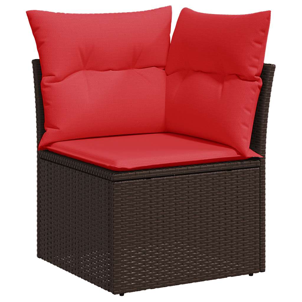 havesofasæt med 7 hynder brun polyrattan