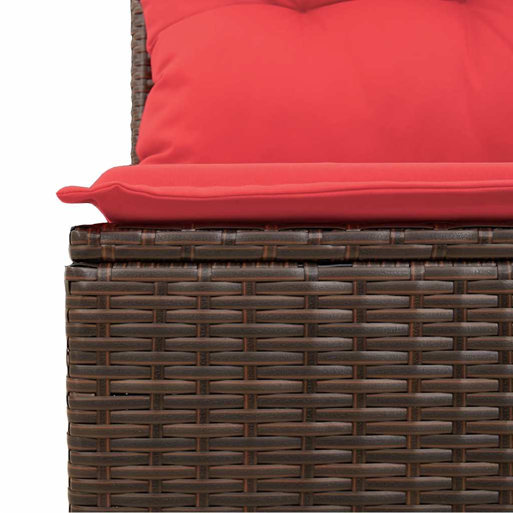 havesofasæt med 7 hynder brun polyrattan