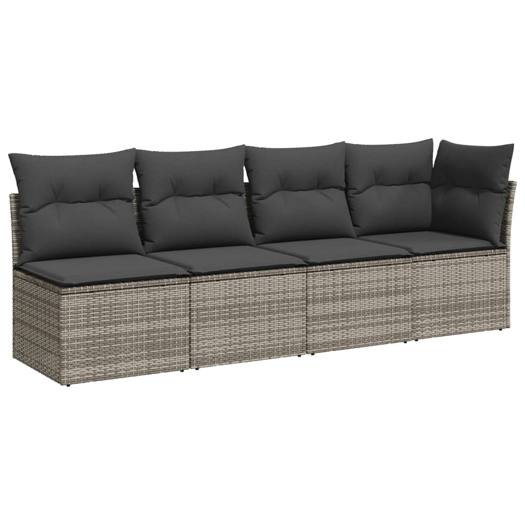 sofasæt til haven 9 dele med hynder polyrattan grå