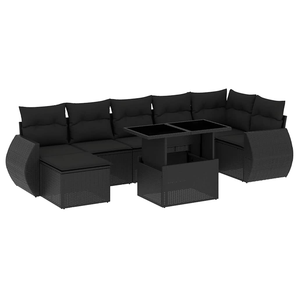 sofasæt til haven 8 dele med hynder polyrattan sort