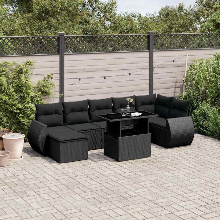 sofasæt til haven 8 dele med hynder polyrattan sort