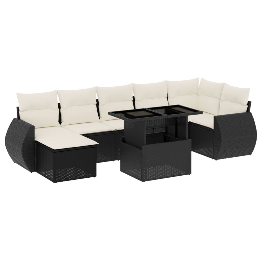 sofasæt til haven 8 dele med hynder polyrattan sort
