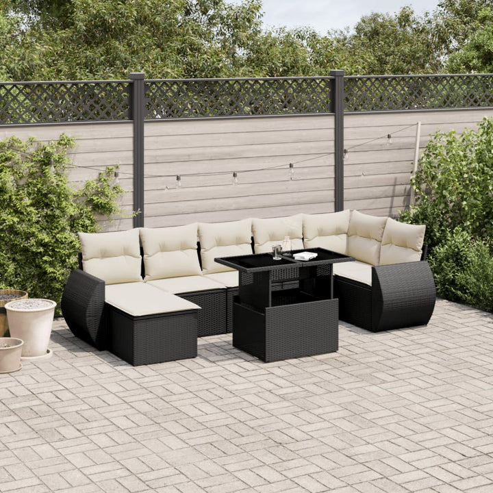 sofasæt til haven 8 dele med hynder polyrattan sort