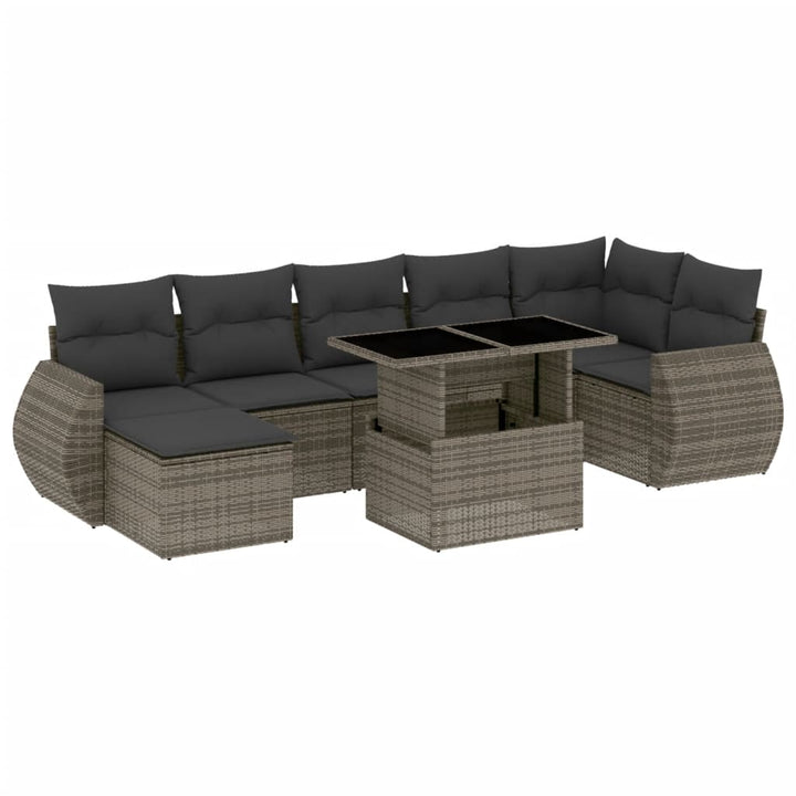 sofasæt til haven 8 dele med hynder polyrattan grå