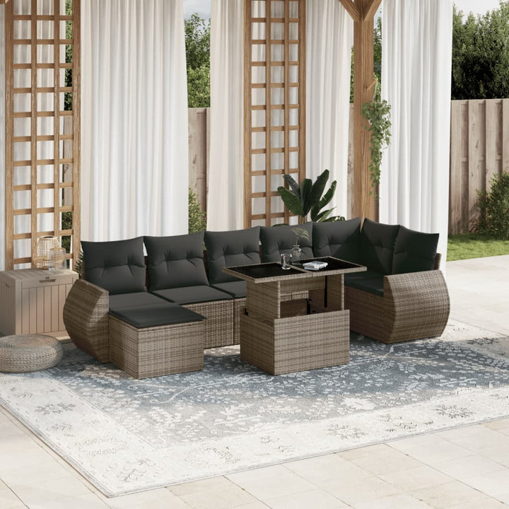 sofasæt til haven 8 dele med hynder polyrattan grå