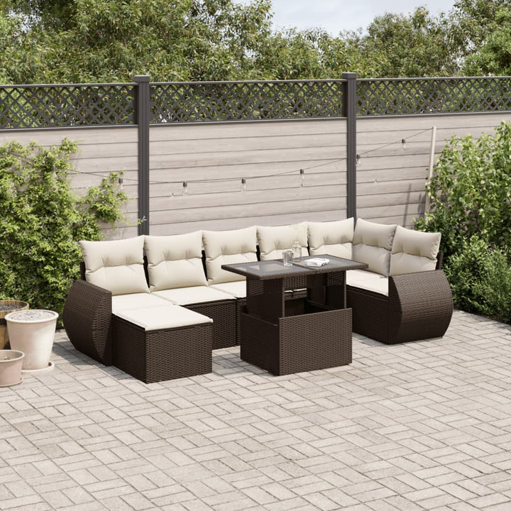 sofasæt til haven 8 dele med hynder polyrattan brun