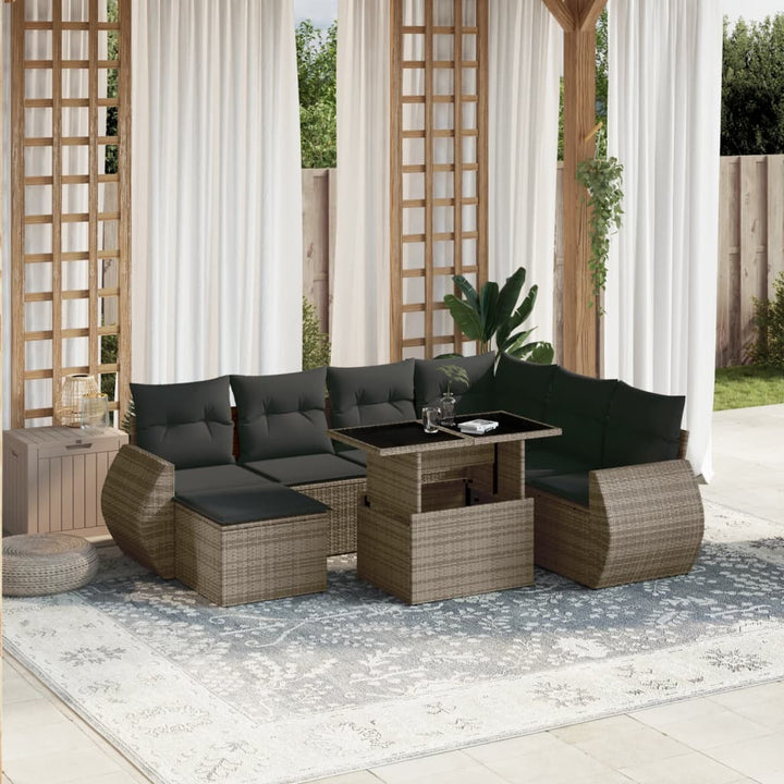 sofasæt til haven 8 dele med hynder polyrattan grå