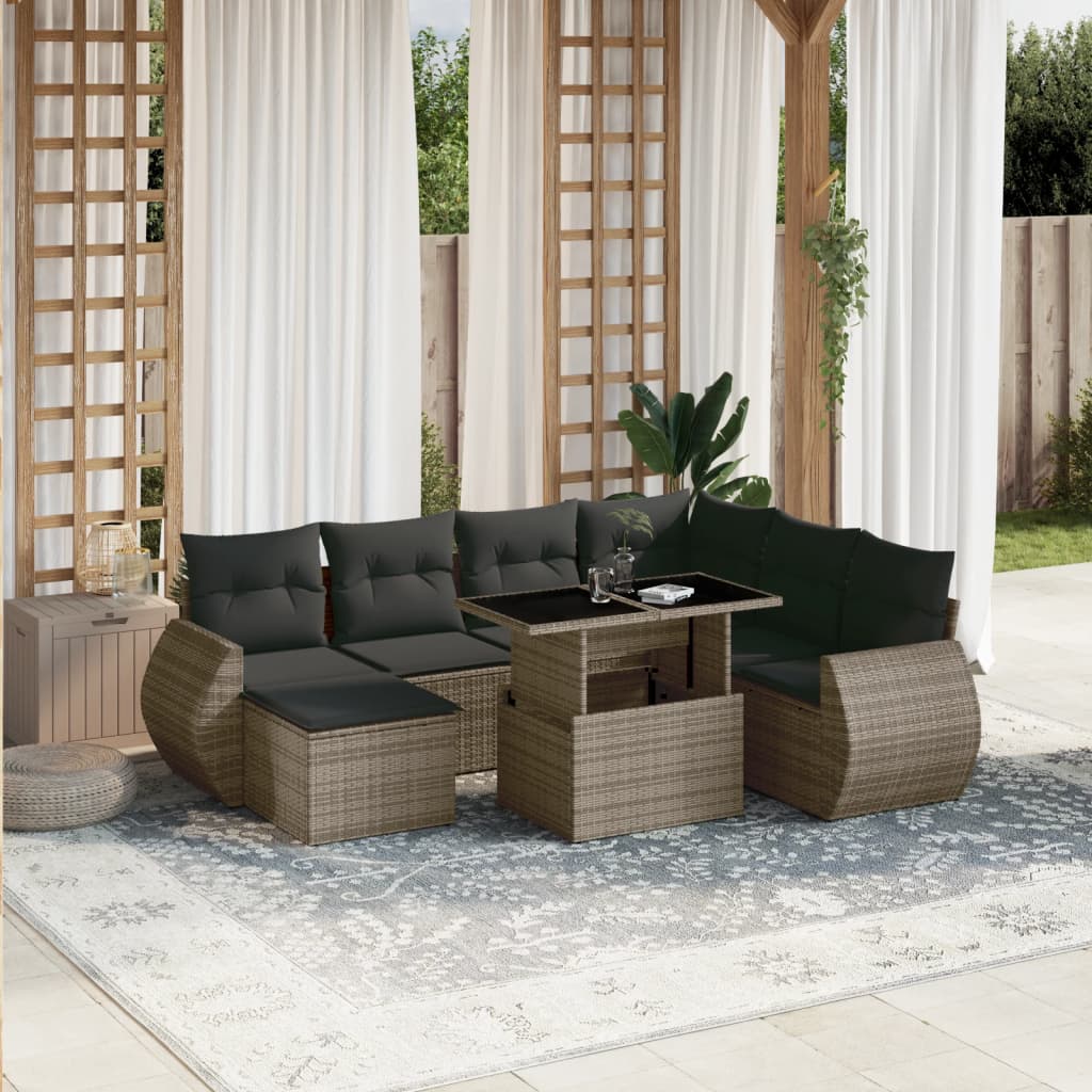sofasæt til haven 8 dele med hynder polyrattan grå
