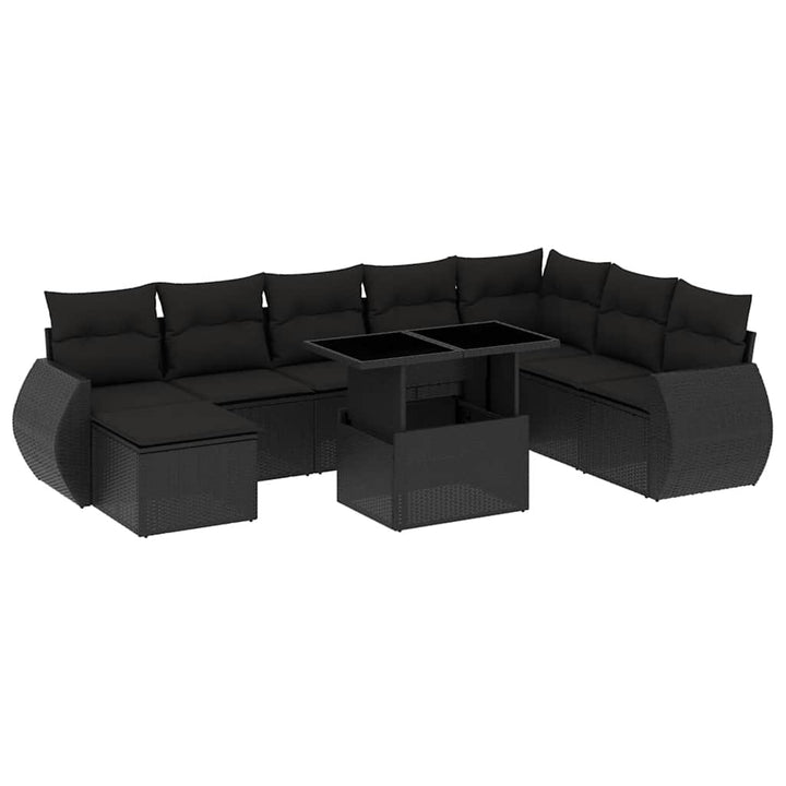 sofasæt til haven 9 dele med hynder polyrattan sort