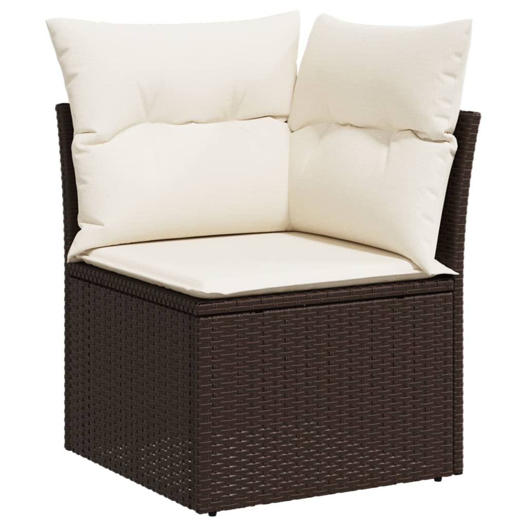 sofasæt til haven 9 dele med hynder polyrattan brun