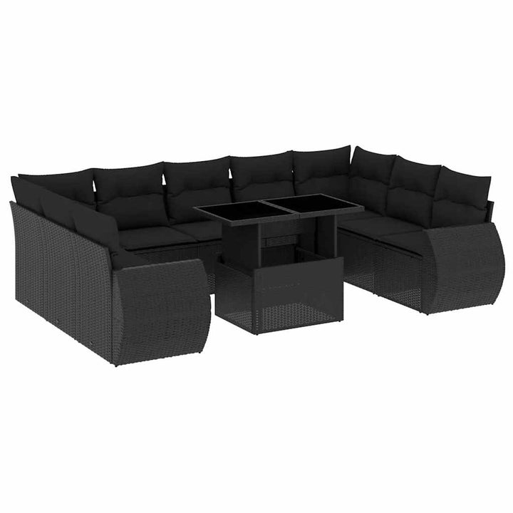 sofasæt til haven 10 dele med hynder polyrattan sort