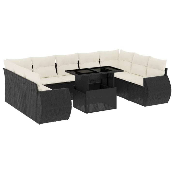 sofasæt til haven 10 dele med hynder polyrattan sort