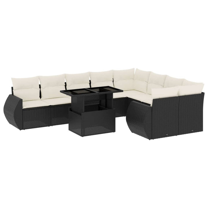 sofasæt til haven 10 dele med hynder polyrattan sort