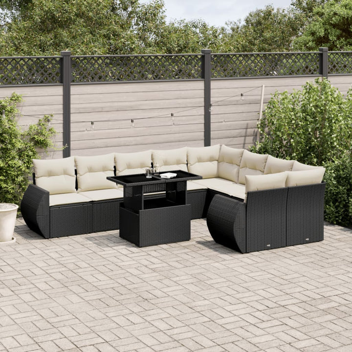 sofasæt til haven 10 dele med hynder polyrattan sort
