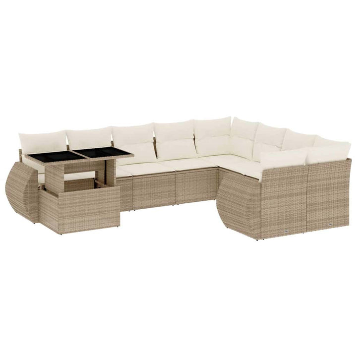 sofasæt til haven 10 dele med hynder polyrattan beige