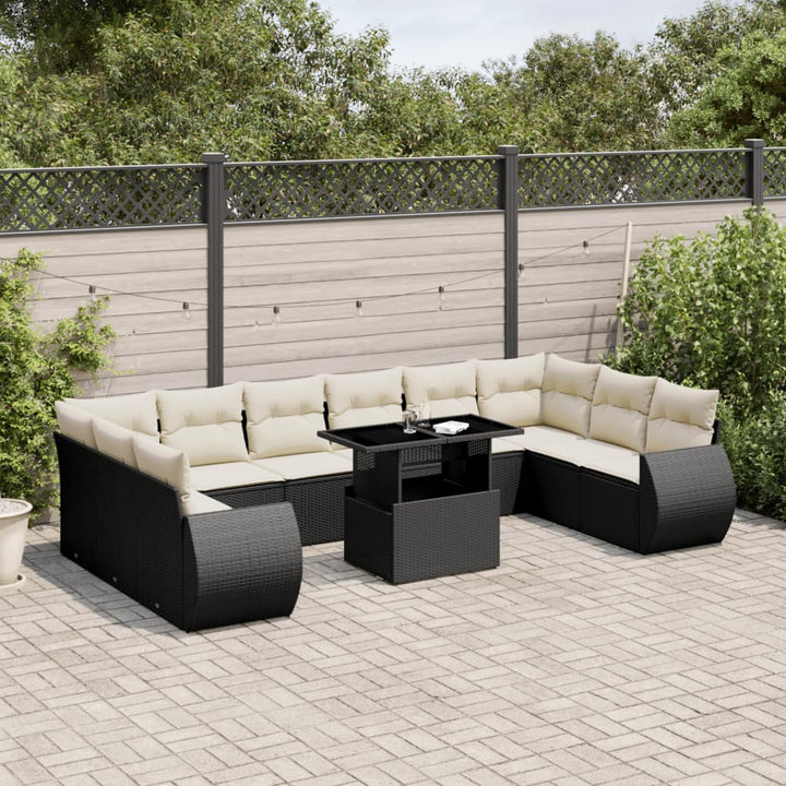 sofasæt til haven 11 dele med hynder polyrattan sort