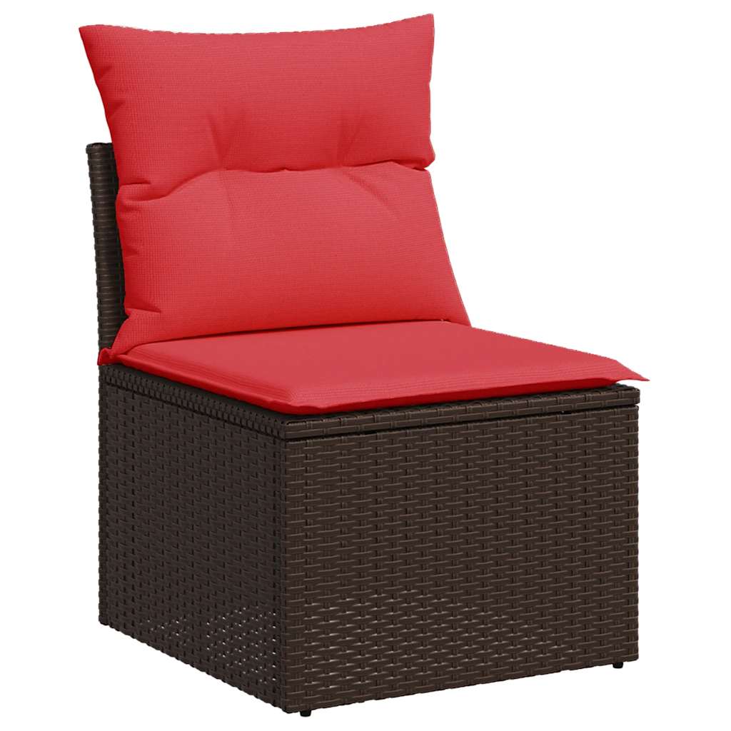 11-delt havesofasæt med hynder brun polyrattan