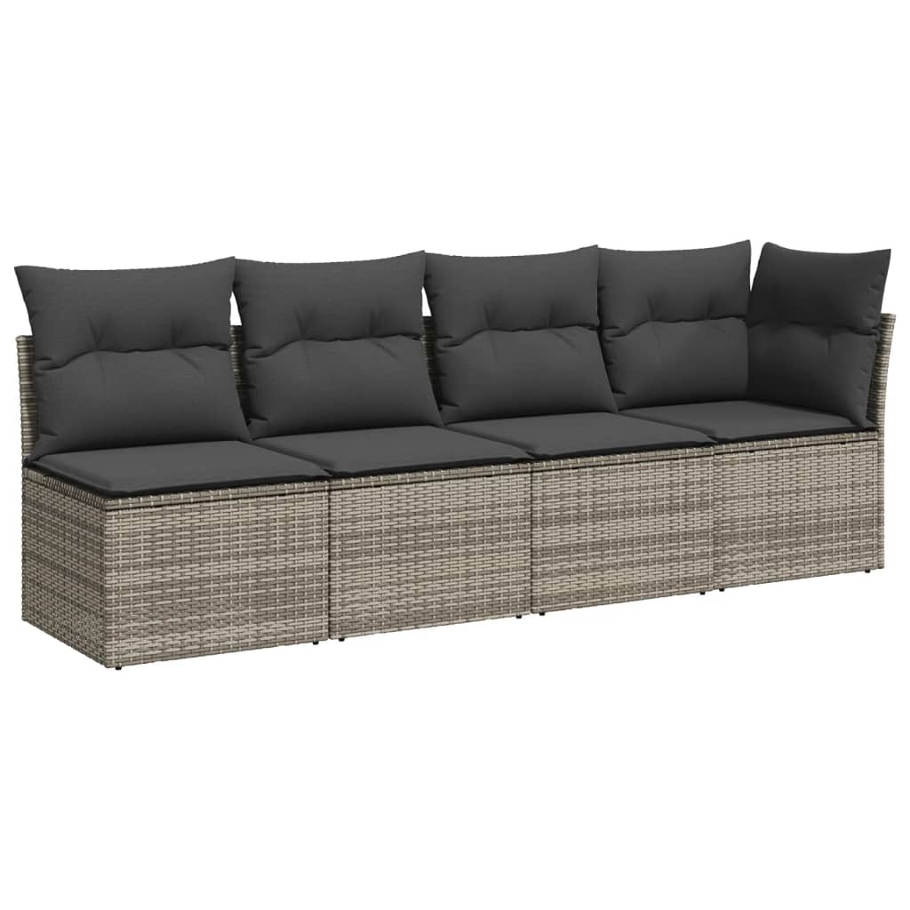 sofasæt 5 dele med hynder polyrattan grå
